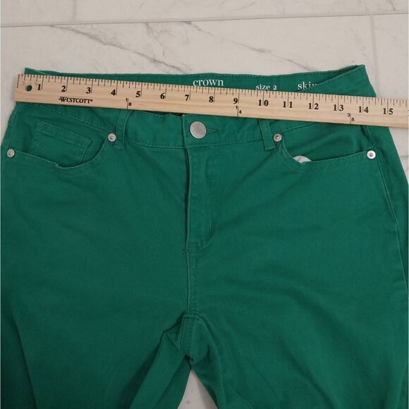 Crown & Ivy Christmas Green Skinny Mid Rise Jeans Sz 2 - Picture 11 of 11